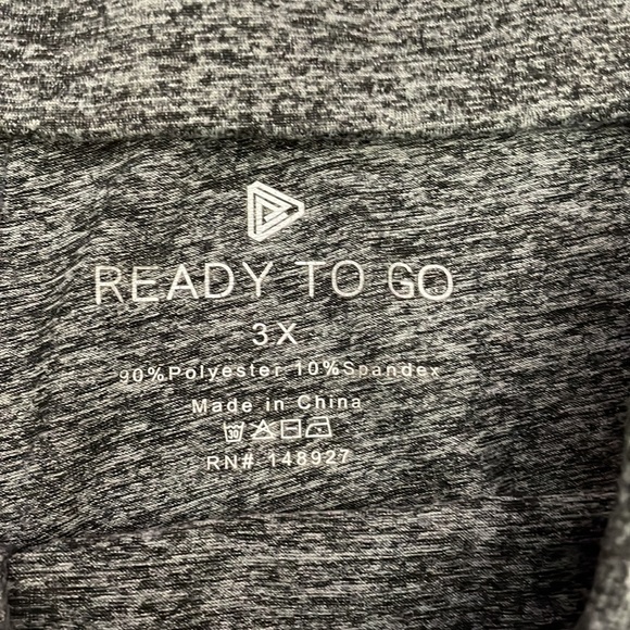 Ready to Go Heather Gray with Black Side Stripes & Trim Elastic Waist Shorts 3X - Picture 3 of 7